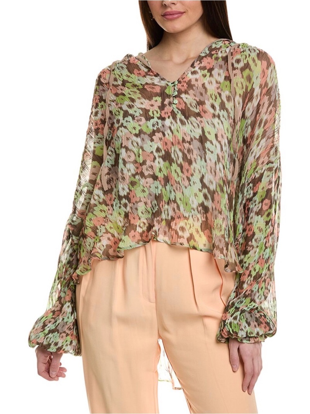 NWT SABINA MUSAYEV Atara top peach print XS multicolor